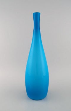 Kastrup Glas, Denmark, a Pair of Large and Rare Vases in Turquoise Art Glass