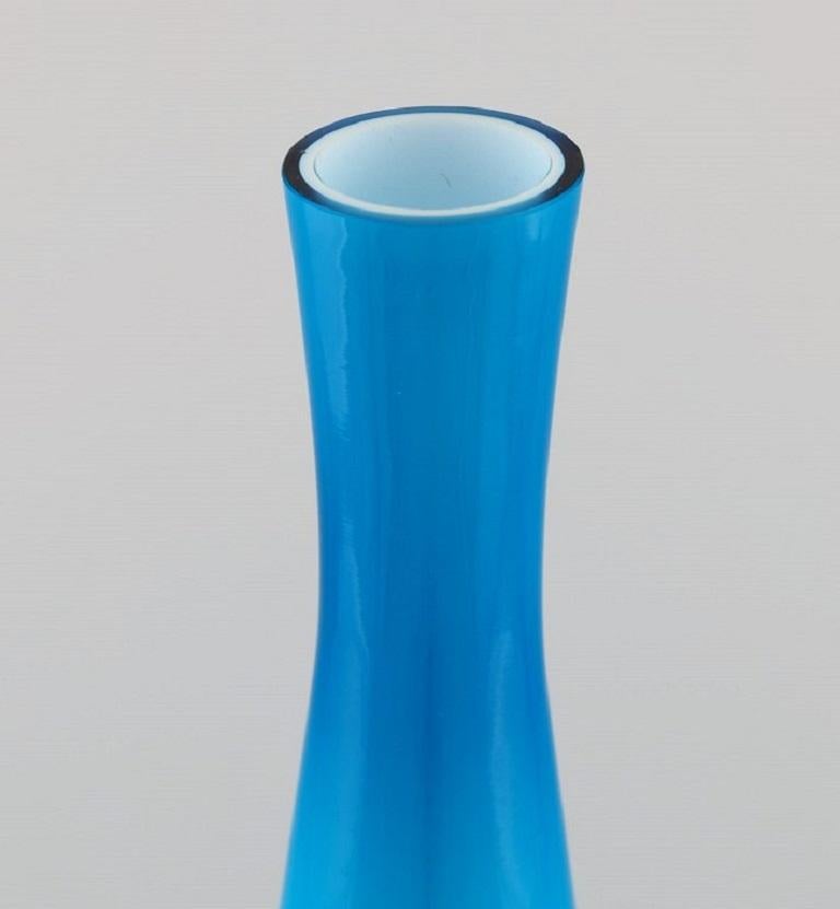 Scandinavian Modern Kastrup Glas, Denmark, a Pair of Large and Rare Vases in Turquoise Art Glass For Sale