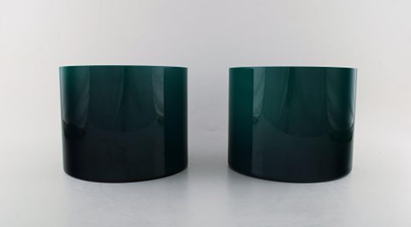 Scandinavian Modern Kastrup / Holmegaard, a Pair of Large Bowls in Green Opaline Glass