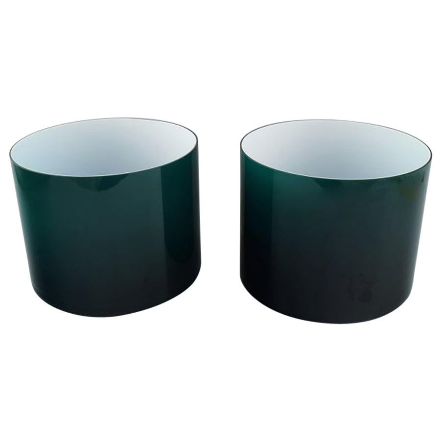 Kastrup / Holmegaard, a Pair of Large Bowls in Green Opaline Glass