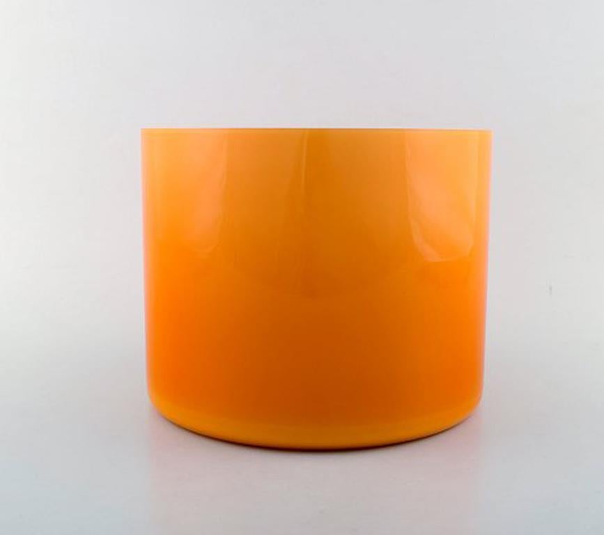 Scandinavian Modern Kastrup / Holmegaard, a Pair of Large Bowls in Ocher Yellow Opaline Glass