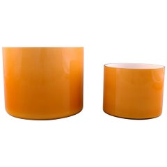 Kastrup / Holmegaard, a Pair of Large Bowls in Ocher Yellow Opaline Glass