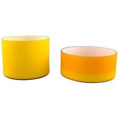 Kastrup / Holmegaard, a Pair of Large Bowls in Yellow Opaline Glass