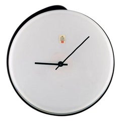 Kastrup / Holmegaard, Large Wall Clock in Black and White Mouth Blown Art Glass