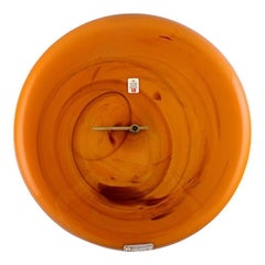 Kastrup / Holmegaard, Large Wall Clock in Orange Art Glass, 1960s-1970s