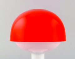 Kastrup / Holmegaard, Rare "Bowler" Table Lamp in White and Red Opaline Glass