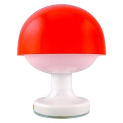 Kastrup / Holmegaard, Rare "Bowler" Table Lamp in White and Red Opaline Glass