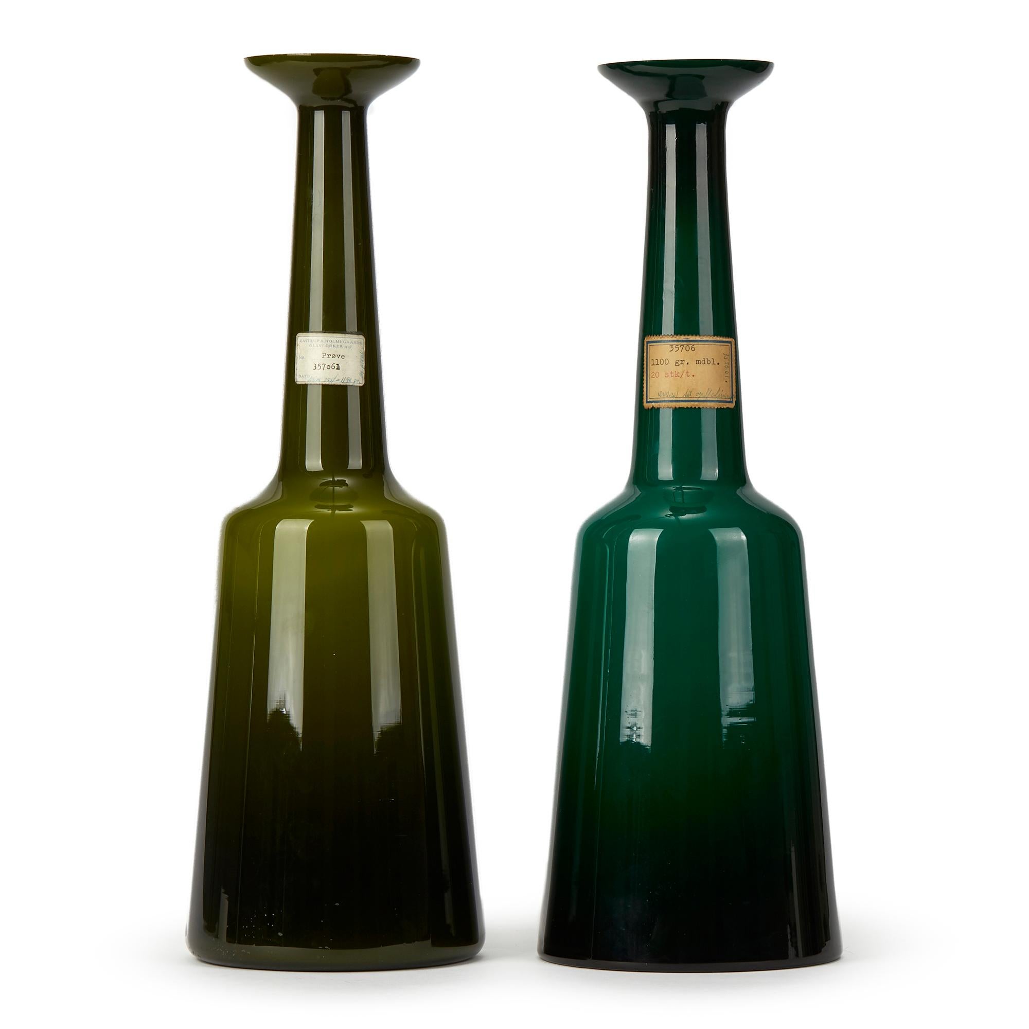 Vintage Kastrup Holmegaard Olive Green Cased Glass Lamp Base, circa 1960-1970 3