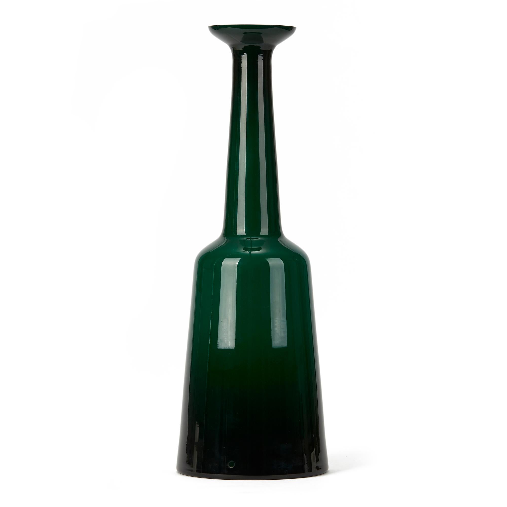 Scandinavian Modern Vintage Kastrup Holmegaard Cased Green Glass Lamp Base circa 1960-1970