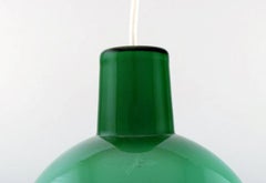 Kastrup / Holmegaard, Rare Work Pendant Lamp in Green Opaline Glass, 1960s