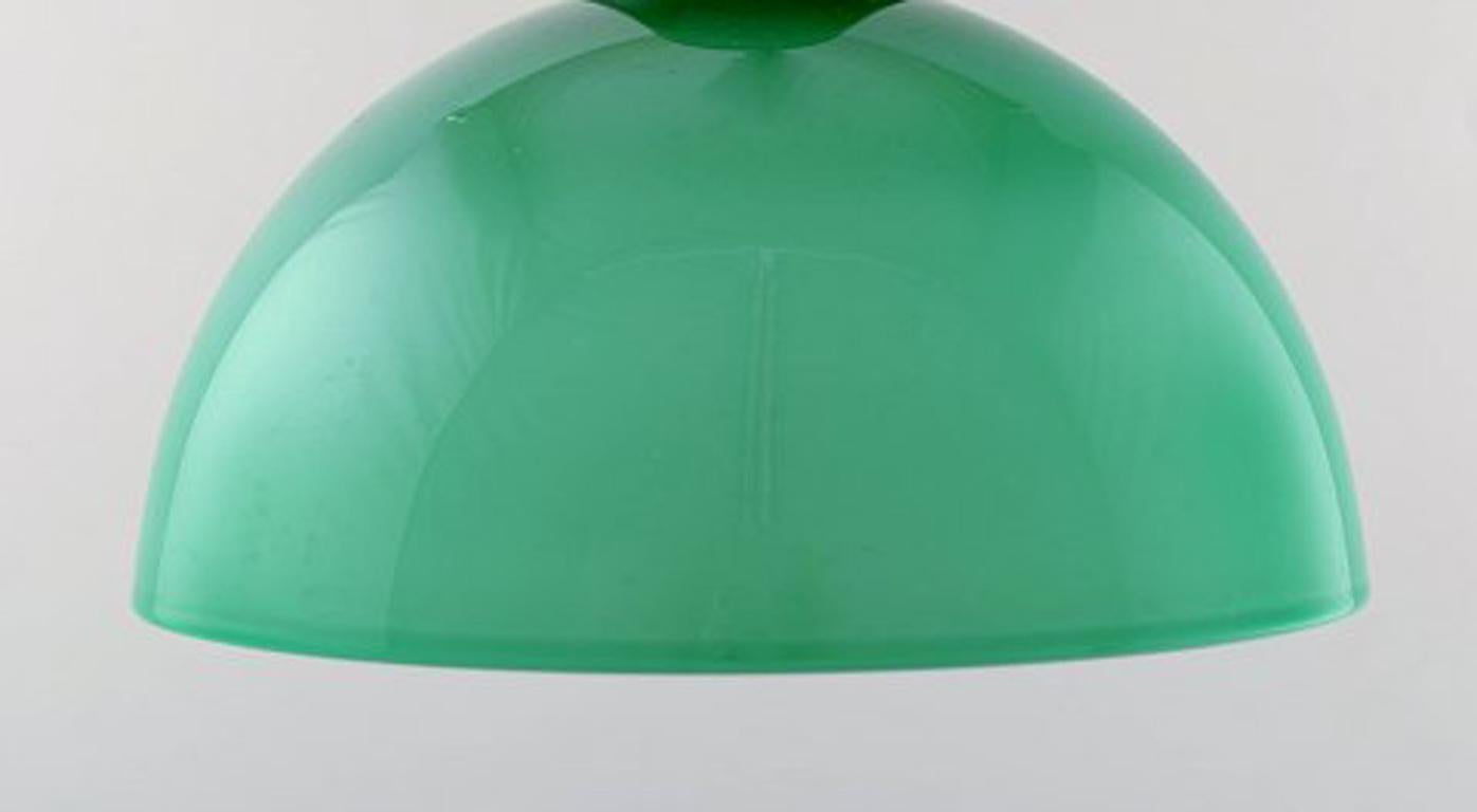 Scandinavian Modern Kastrup / Holmegaard, Rare Work Pendant Lamp in Green Opaline Glass, 1960s