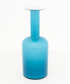 Kastrup Holmegaard Turquoise Blue Glass Vases by Otto Brauer, Denmark
