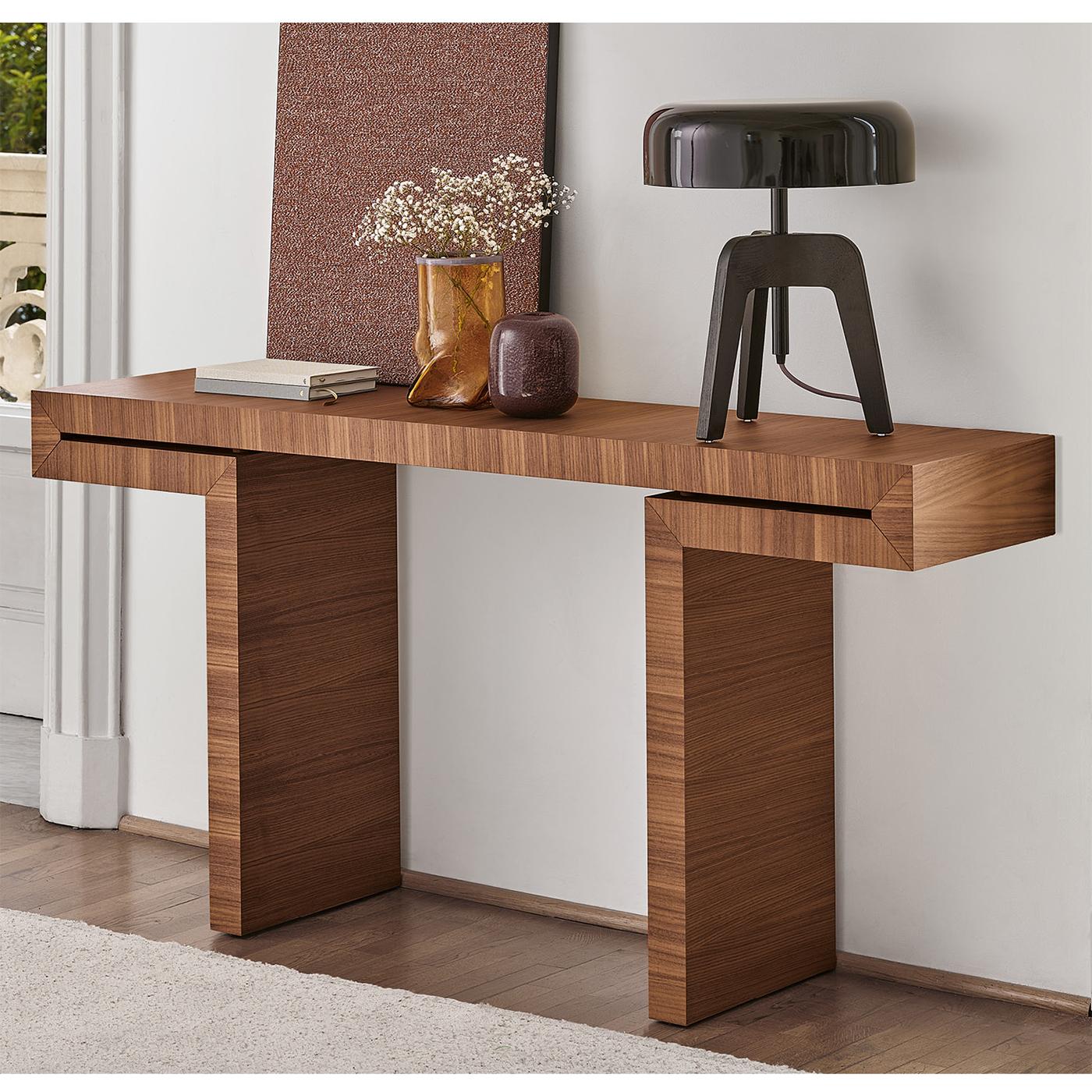 Contemporary Kasua Walnut Console Table For Sale