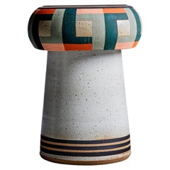 Kat and Roger hand-painted Studio ceramic stool