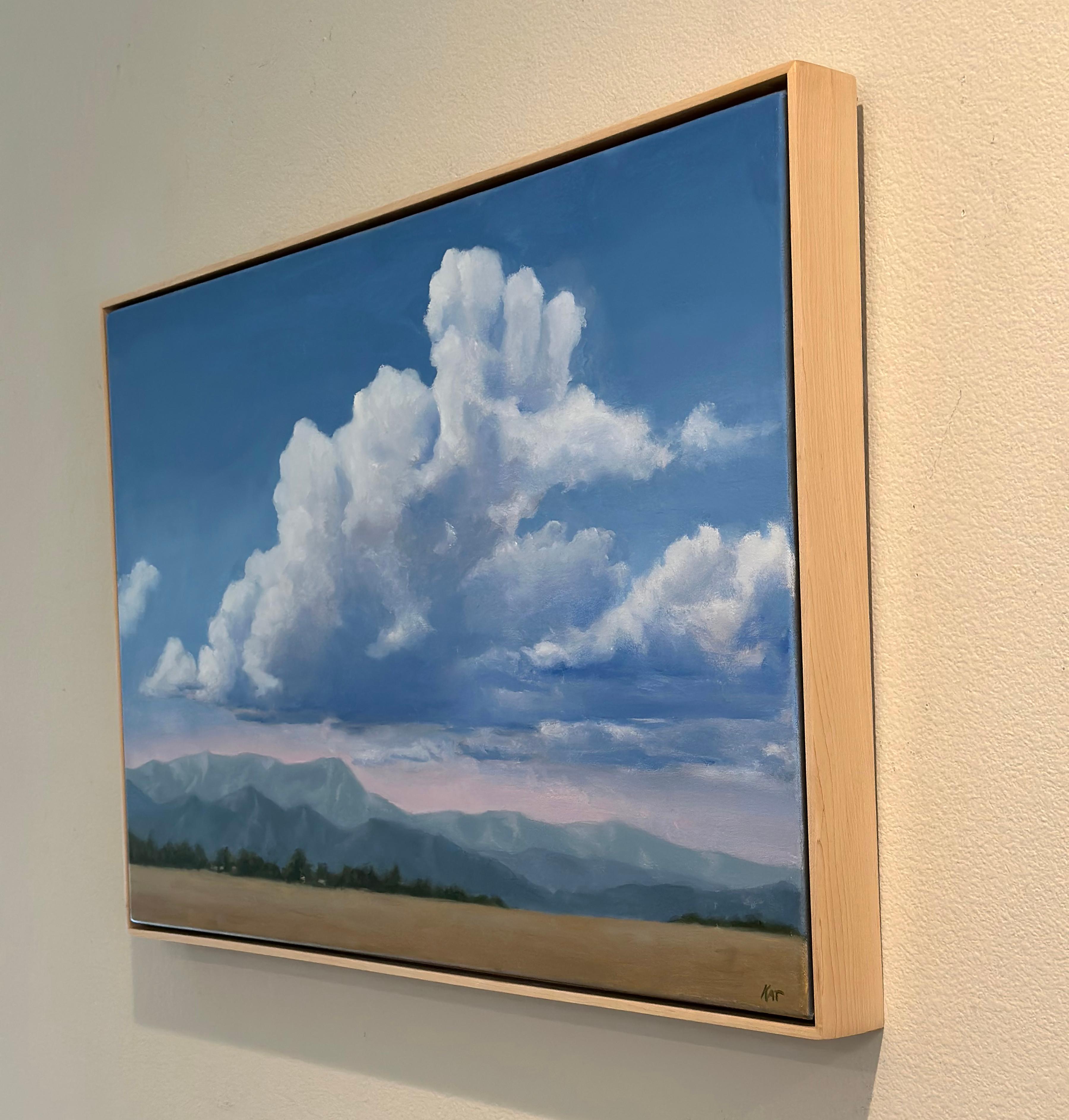 Anticipation, Oil Painting - Blue Landscape Painting by Kat Bergman