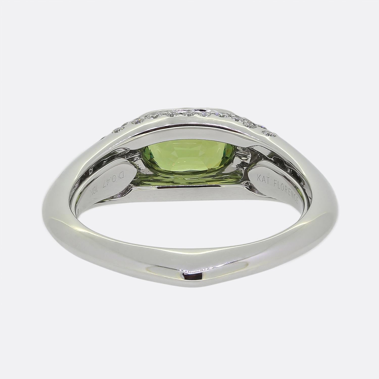 Kat Florence 1.23 Carat Demantoid Garnet and Diamond Ring In Good Condition In London, GB