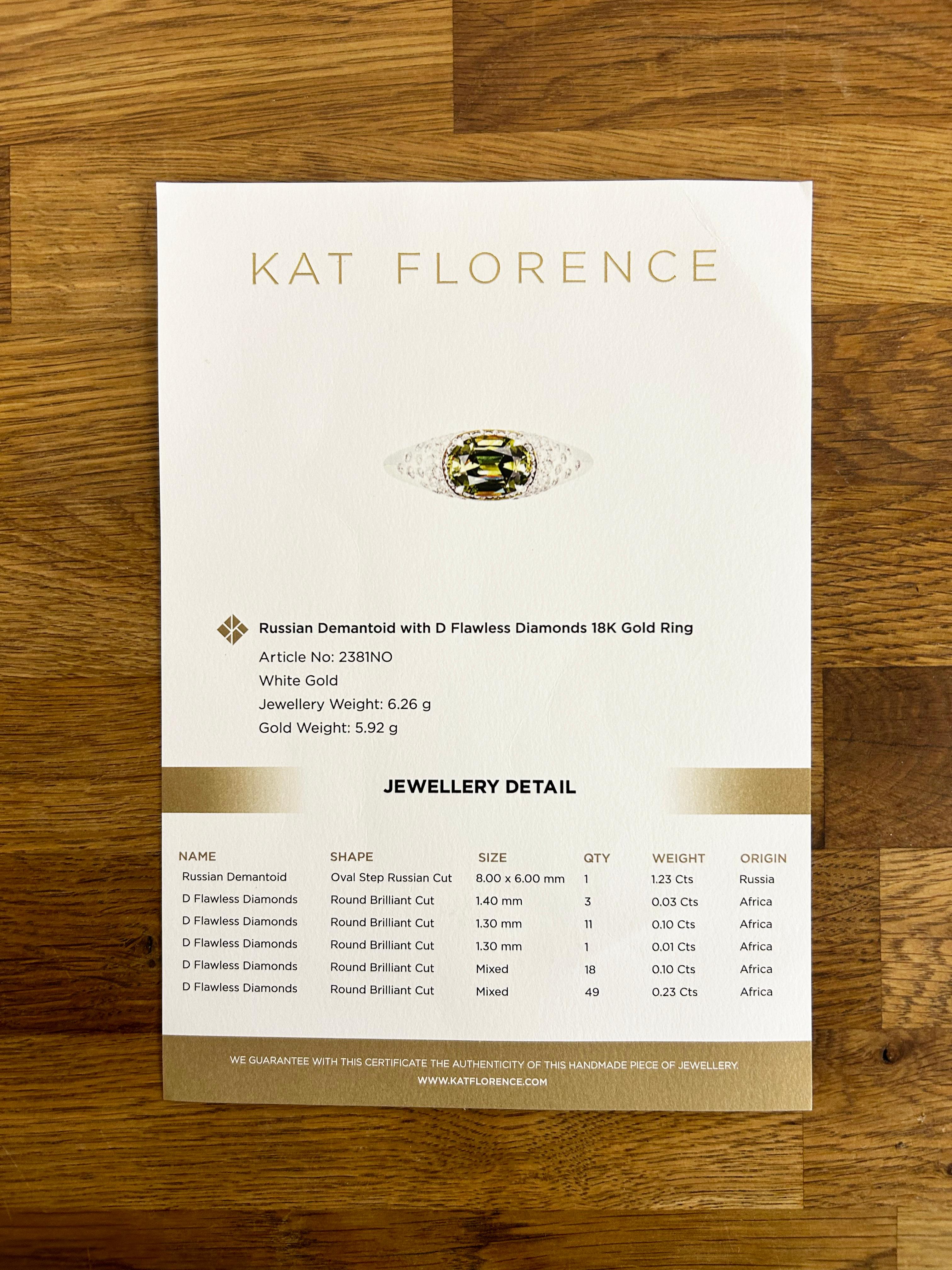Women's or Men's Kat Florence 1.23 Carat Demantoid Garnet and Diamond Ring