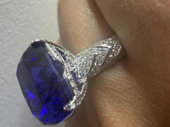 Kat Florence 13.3ct Vivid Blue Tanzanite Ring with D Flawless Diamonds