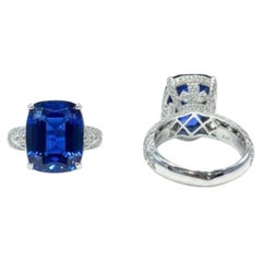 Kat Florence 13.3ct Vivid Blue Tanzanite Ring with D Flawless Diamonds