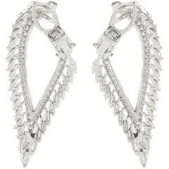 Kat Florence 18 Karat White Gold Diamond Wing Earrings