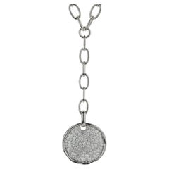 Kat Florence 18 Karat White Gold Pave Diamond Disc Lariat Necklace