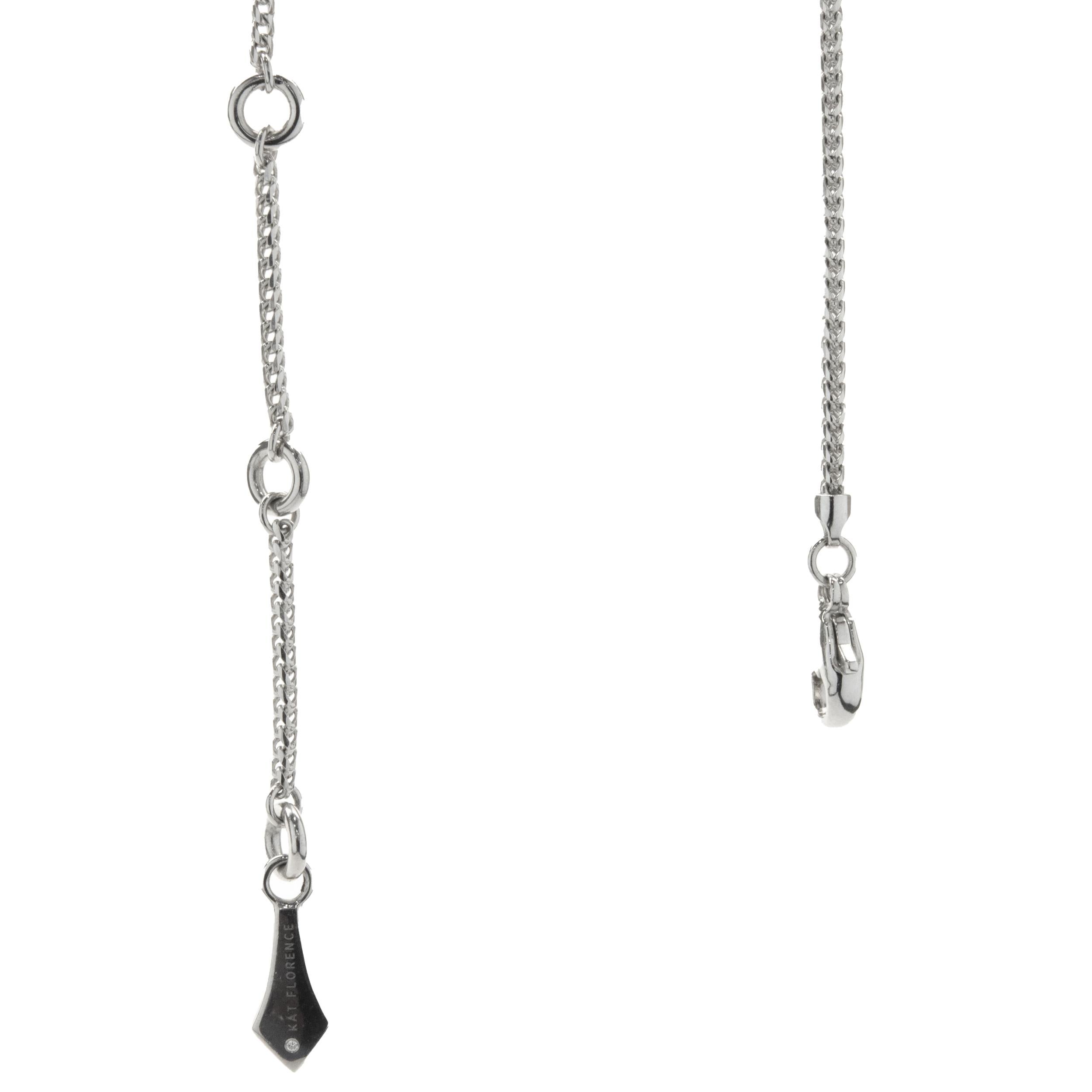 Taglio rotondo Kat Florence White, collana di orchidee in oro bianco 18 carati con pavé di diamanti in vendita