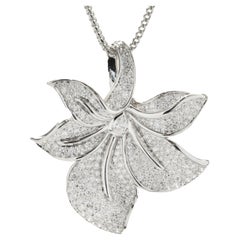 Orchideen-Halskette, Kat Florence, 18 Karat Weißgold, Pavé-Diamant
