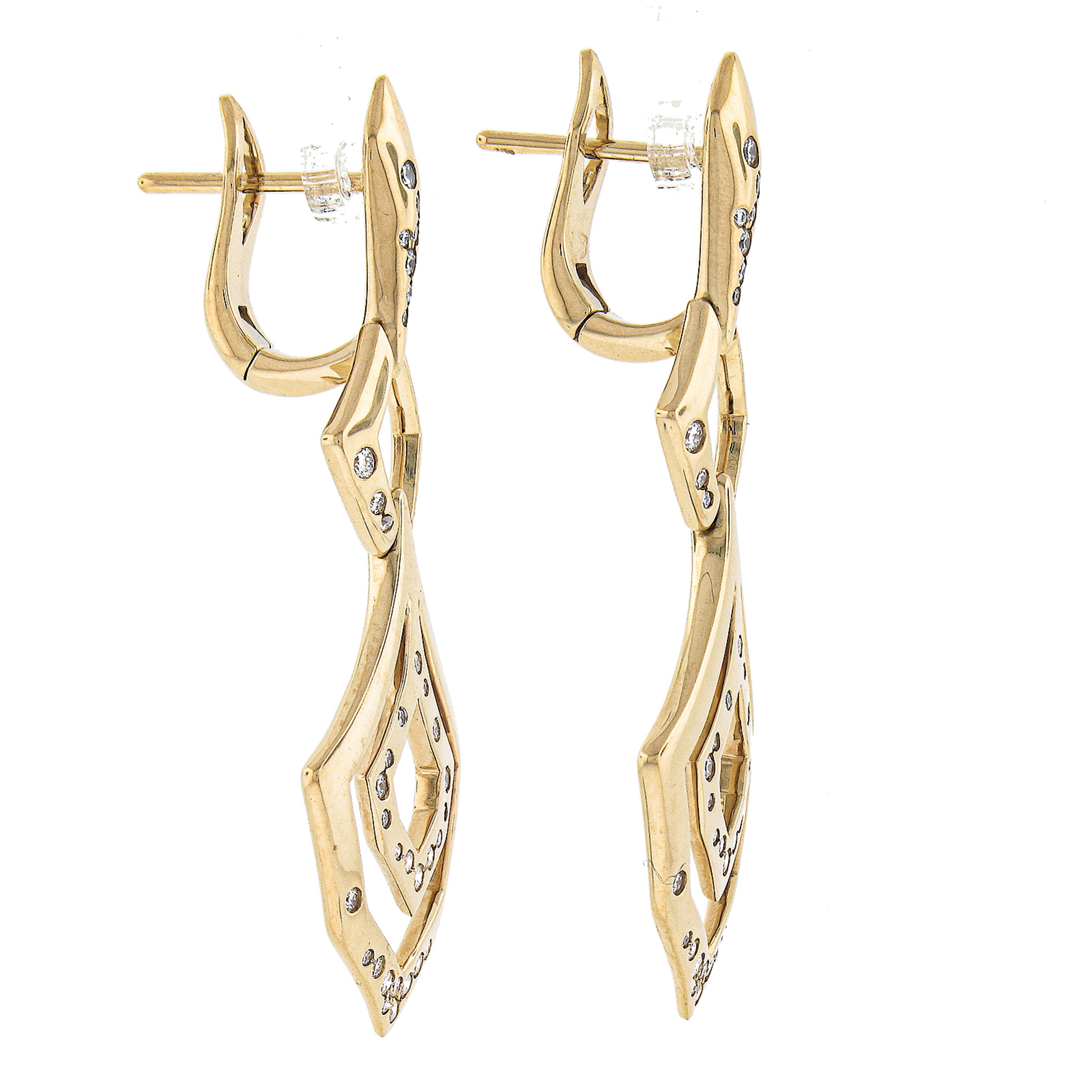 Women's Kat Florence 18k Gold 0.48ctw Flawless Diamond Open Work Dangle Dop Earrings For Sale