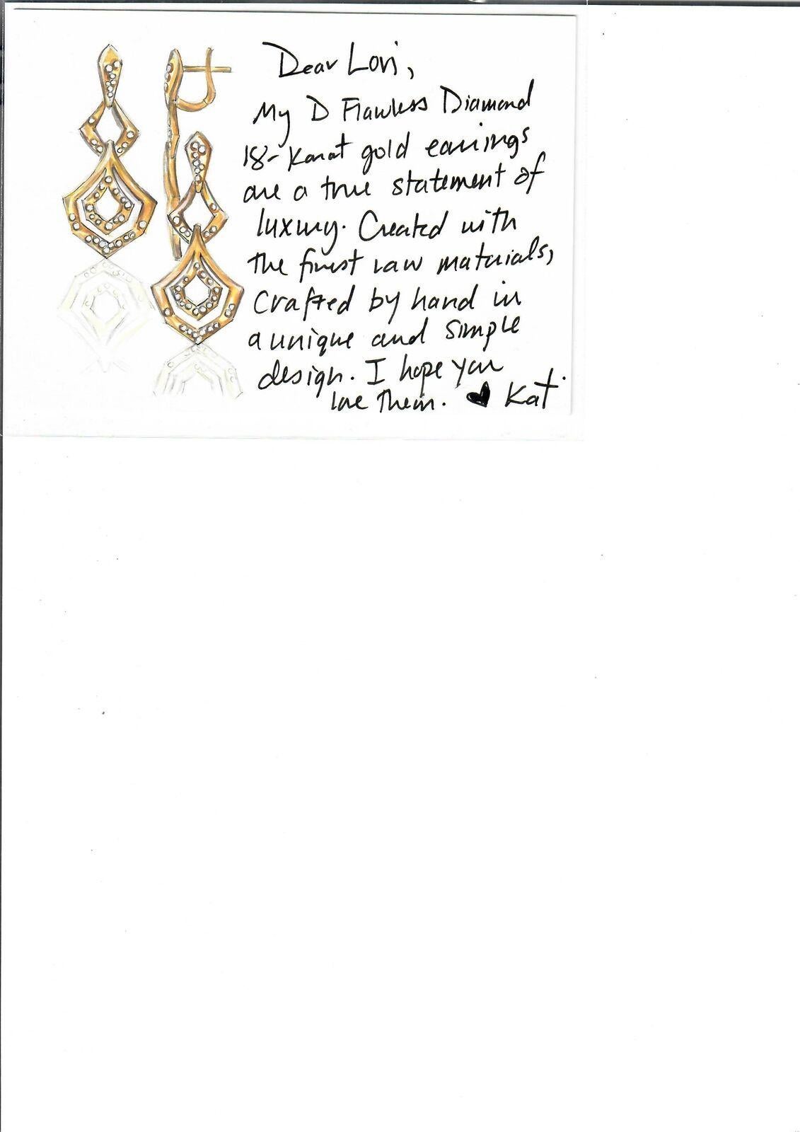 Kat Florence 18k Gold 0.48ctw Flawless Diamond Open Work Dangle Dop Earrings For Sale 3