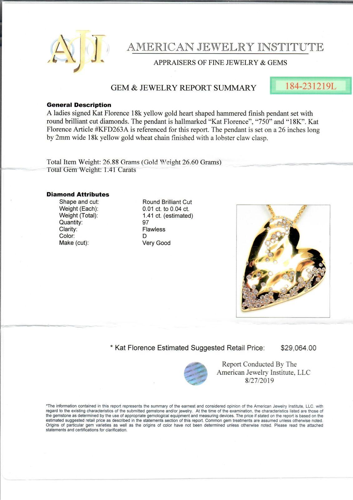 Kat Florence 18k Gold 1.41ctw Diamond Heart Pendant on Adjustable Wheat Link For Sale 4