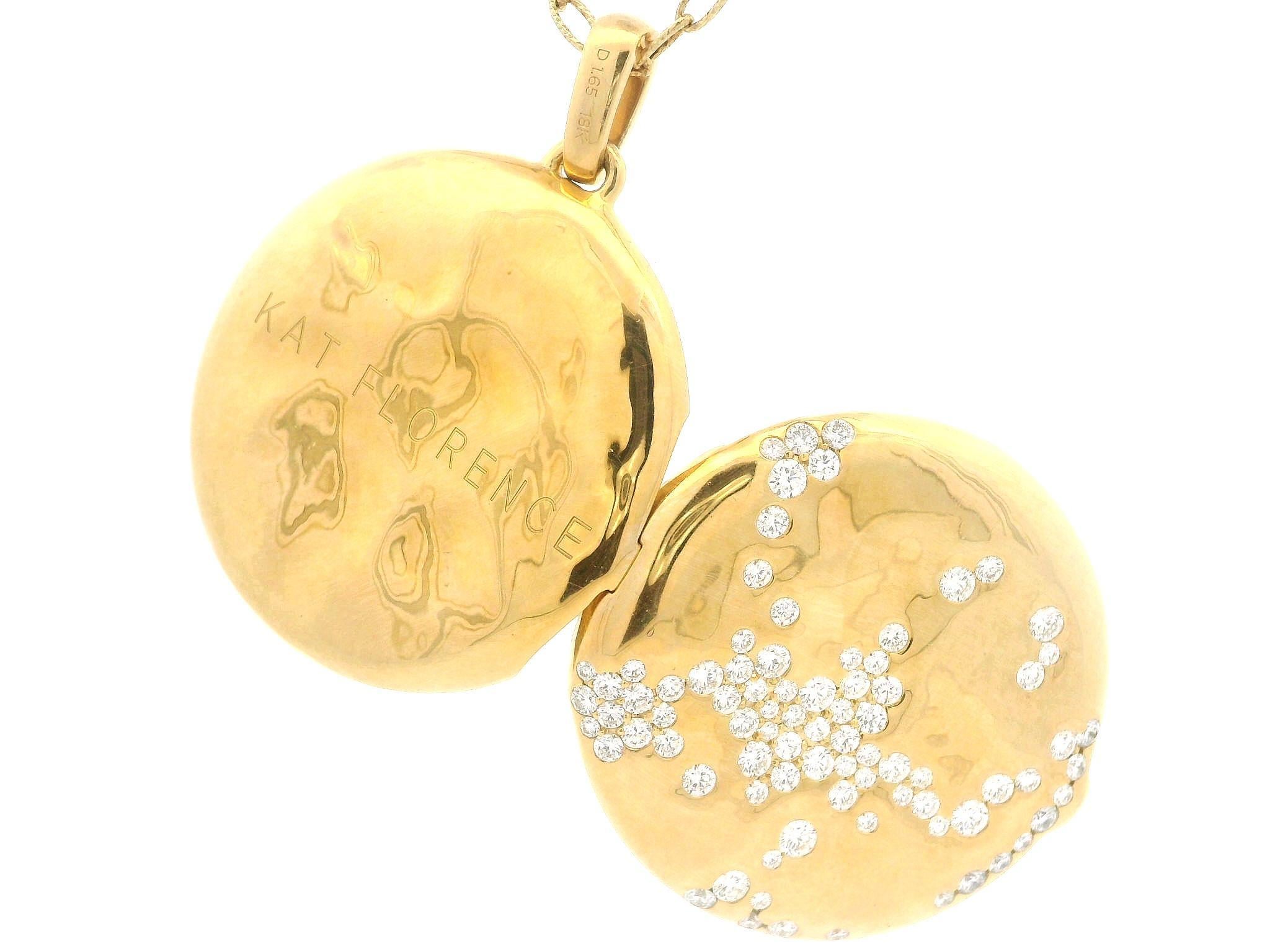 Kat Florence 18k Gold 1.65ctw D FL Diamond Open Locket Pendant Long Necklace 6