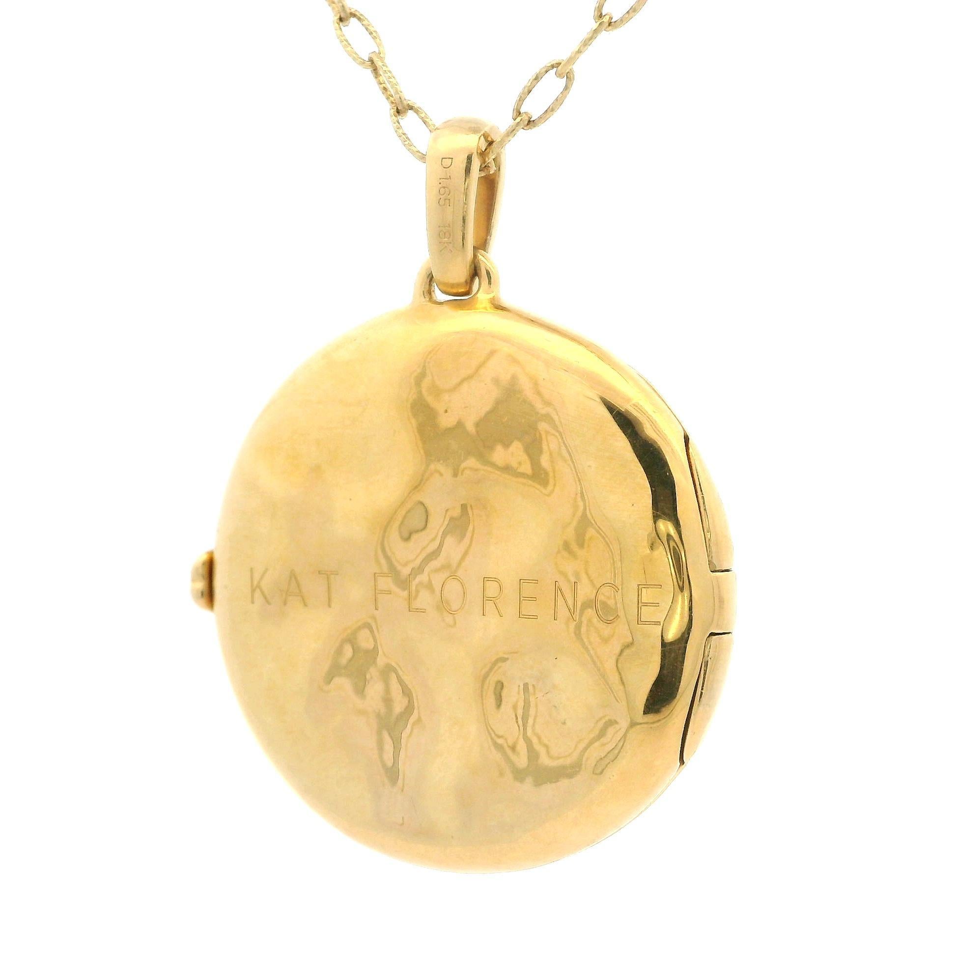 Women's Kat Florence 18k Gold 1.65ctw D FL Diamond Open Locket Pendant Long Necklace