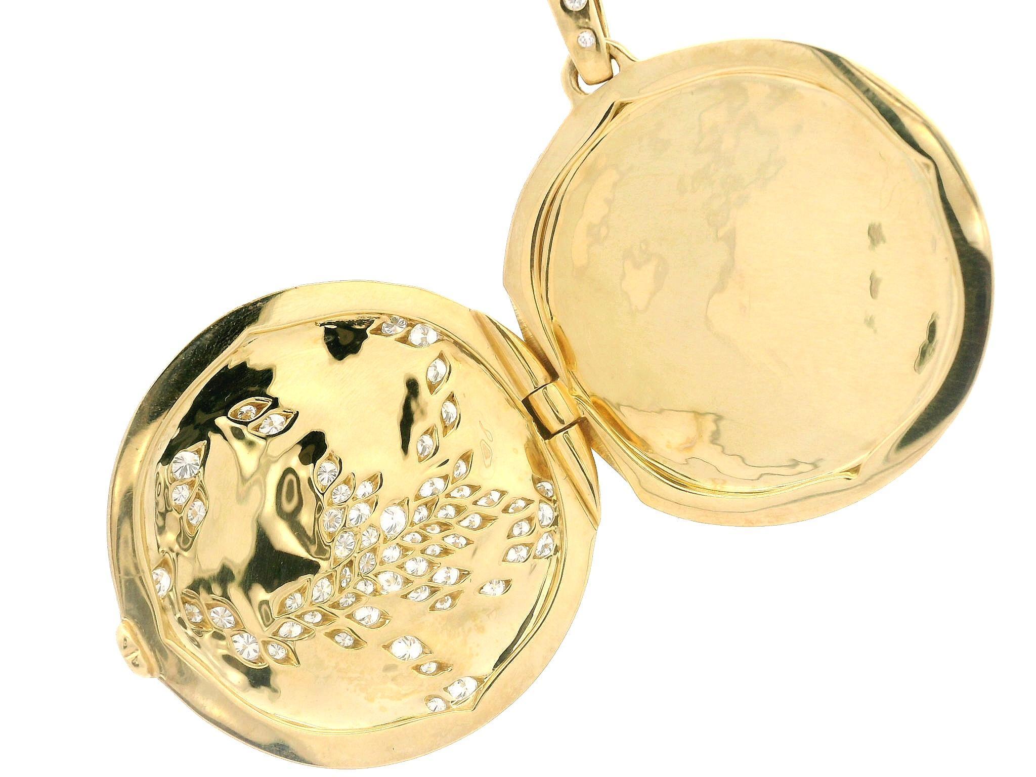 Kat Florence 18k Gold 1.65ctw D FL Diamond Open Locket Pendant Long Necklace 1