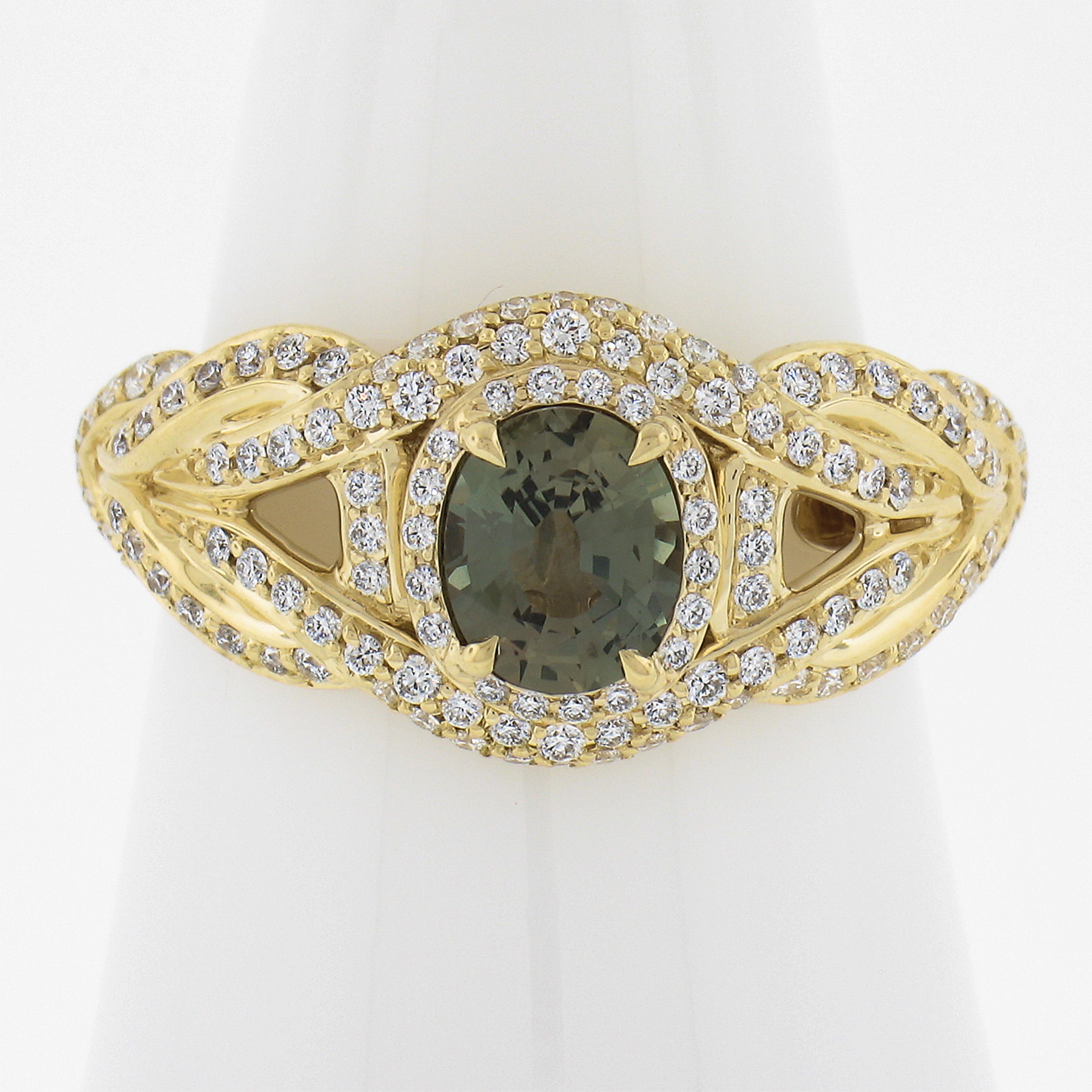 Oval Cut Kat Florence 18k Gold 1.74ct AIGS Graded Alexandrite & Diamond Statement Ring For Sale