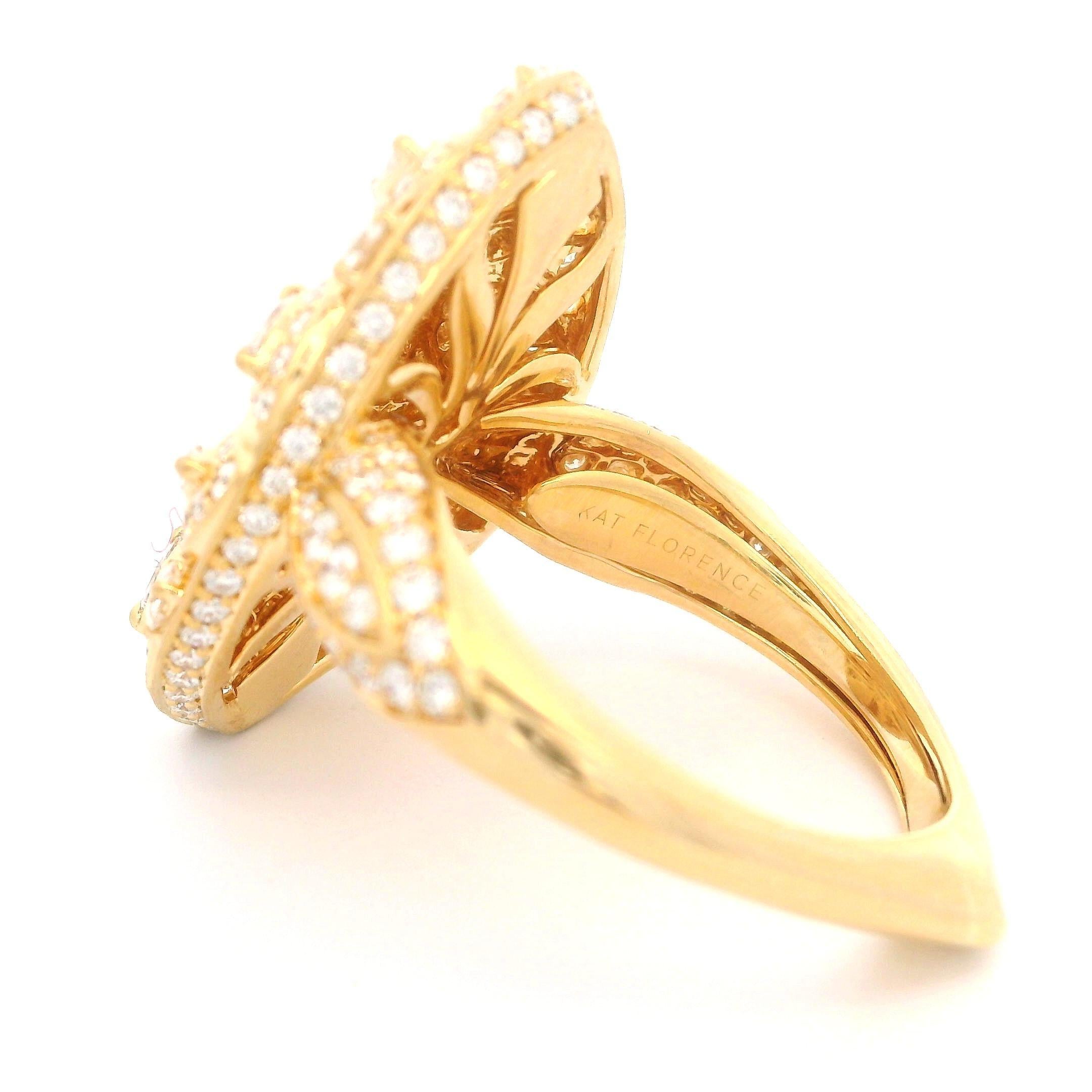 Kat Florence 18k Gold 1.96ctw Diamond Drenched Marquise Navette Platter Ring 5