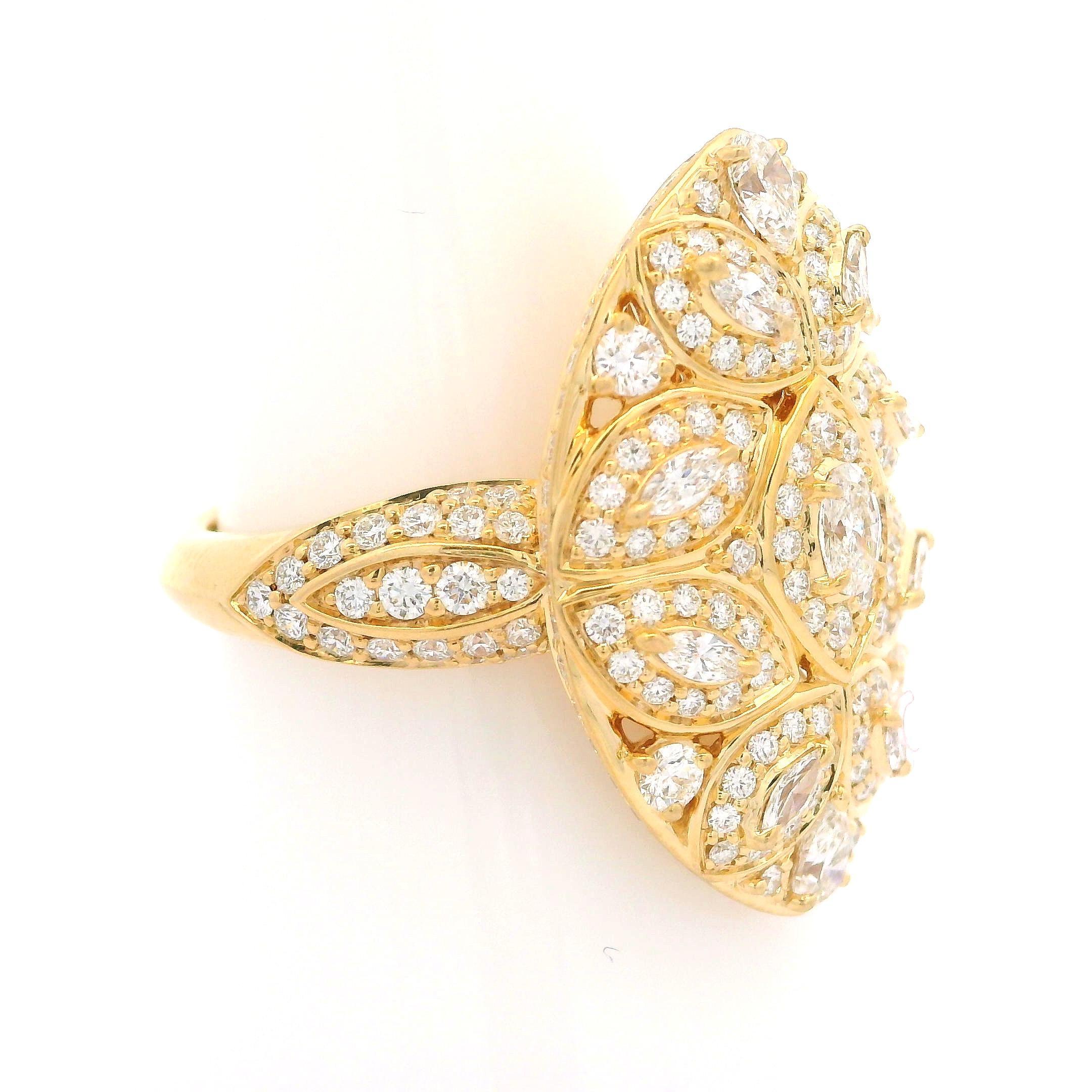 Kat Florence 18k Gold 1.96ctw Diamond Drenched Marquise Navette Platter Ring 3