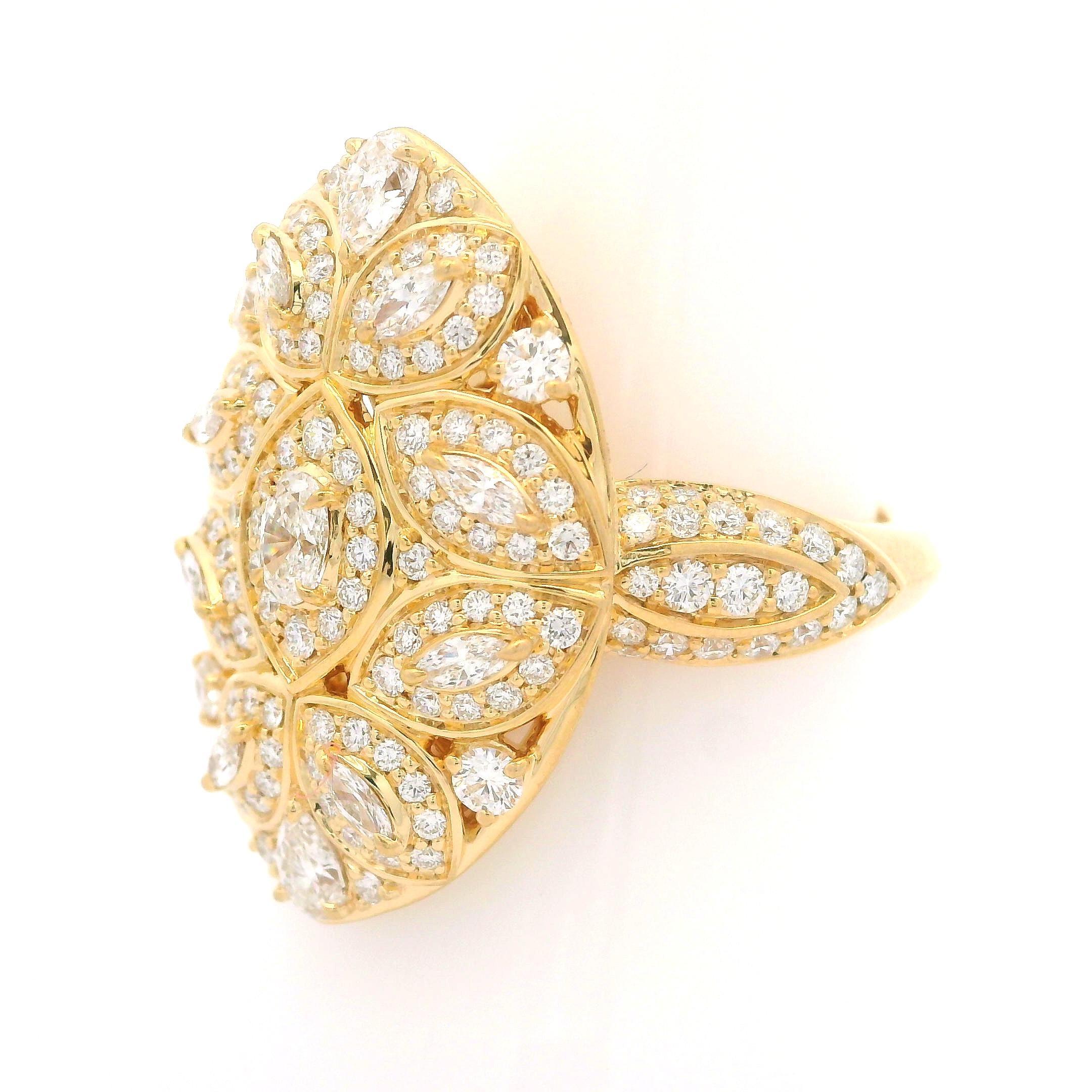 Kat Florence 18k Gold 1.96ctw Diamond Drenched Marquise Navette Platter Ring 4