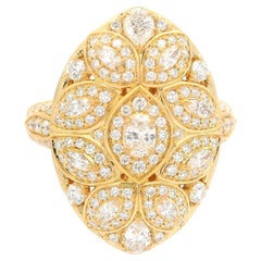 Kat Florence 18k Gold 1.96ctw Diamond Drenched Marquise Navette Platter Ring