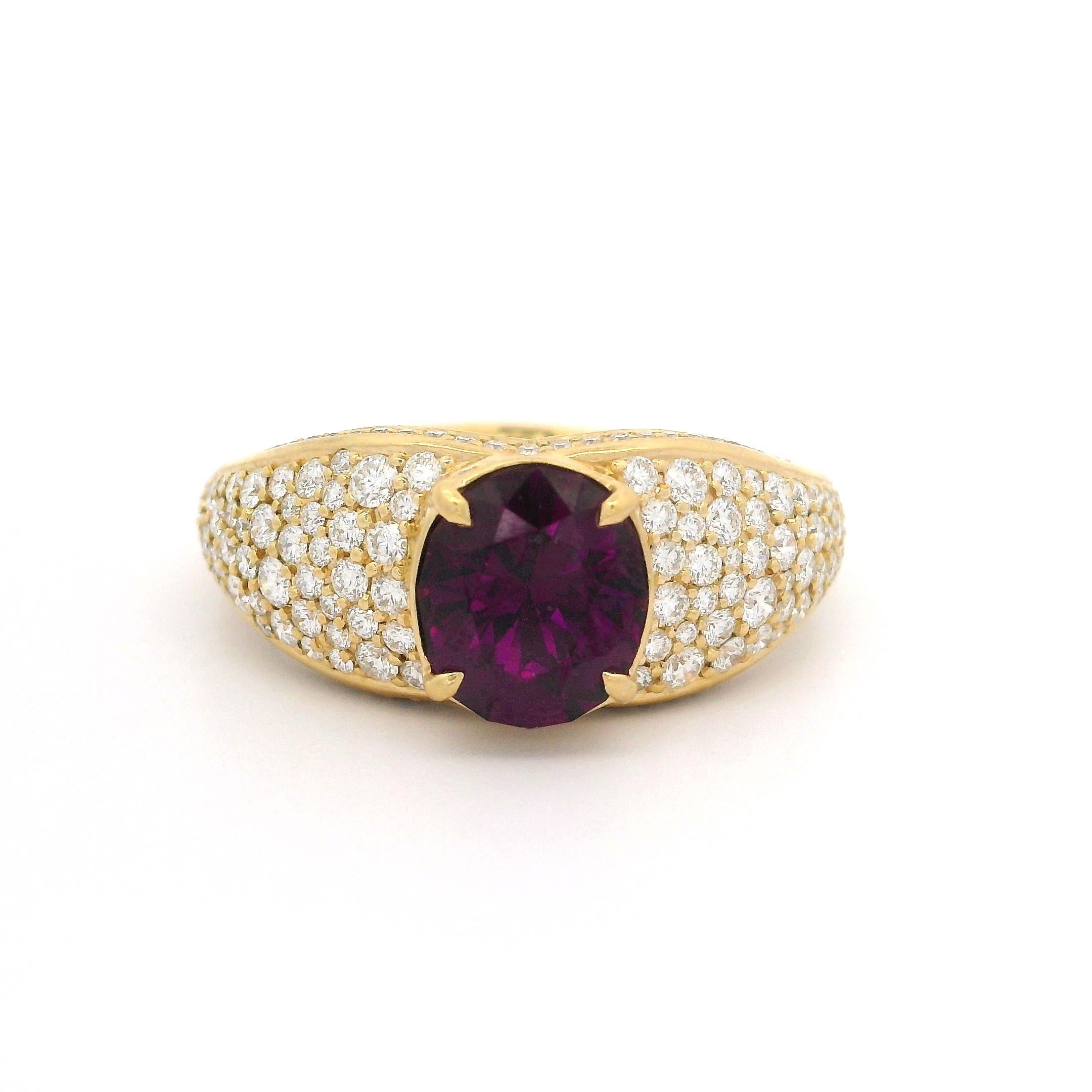 Kat Florence 18k Gold 3.43ctw Magenta Garnet D FL Diamond Solitaire Ring 5