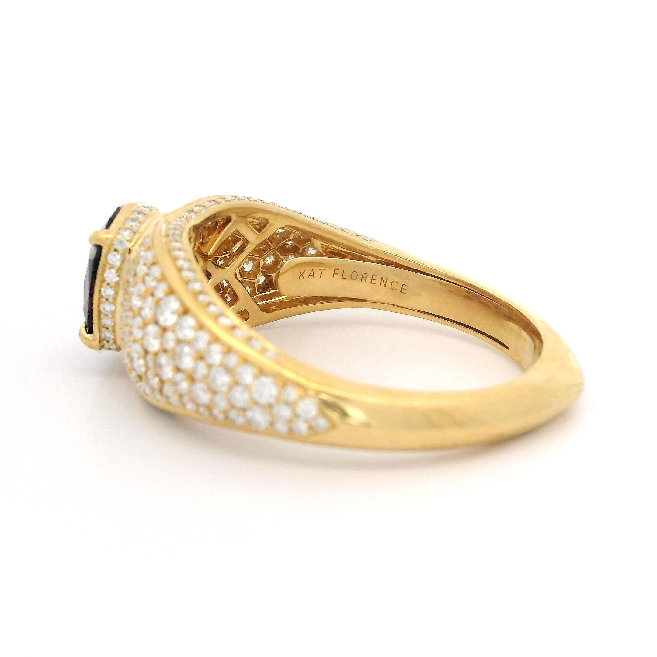 Kat Florence 18k Gold 3.43ctw Magenta Garnet D FL Diamond Solitaire Ring 2