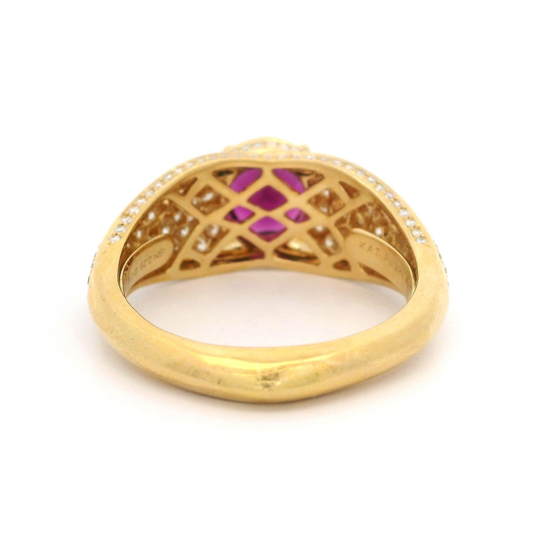Kat Florence 18k Gold 3.43ctw Magenta Garnet D FL Diamond Solitaire Ring 3