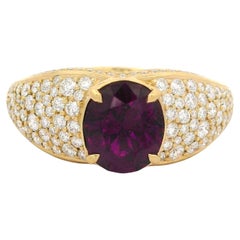 Kat Florence 18k Gold 3.43ctw Magenta Garnet D FL Diamond Solitaire Ring