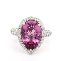 Kat Florence 18k Gold 5.44ctw Pear Madagascar Morganite & Diamond Ring w/ Box