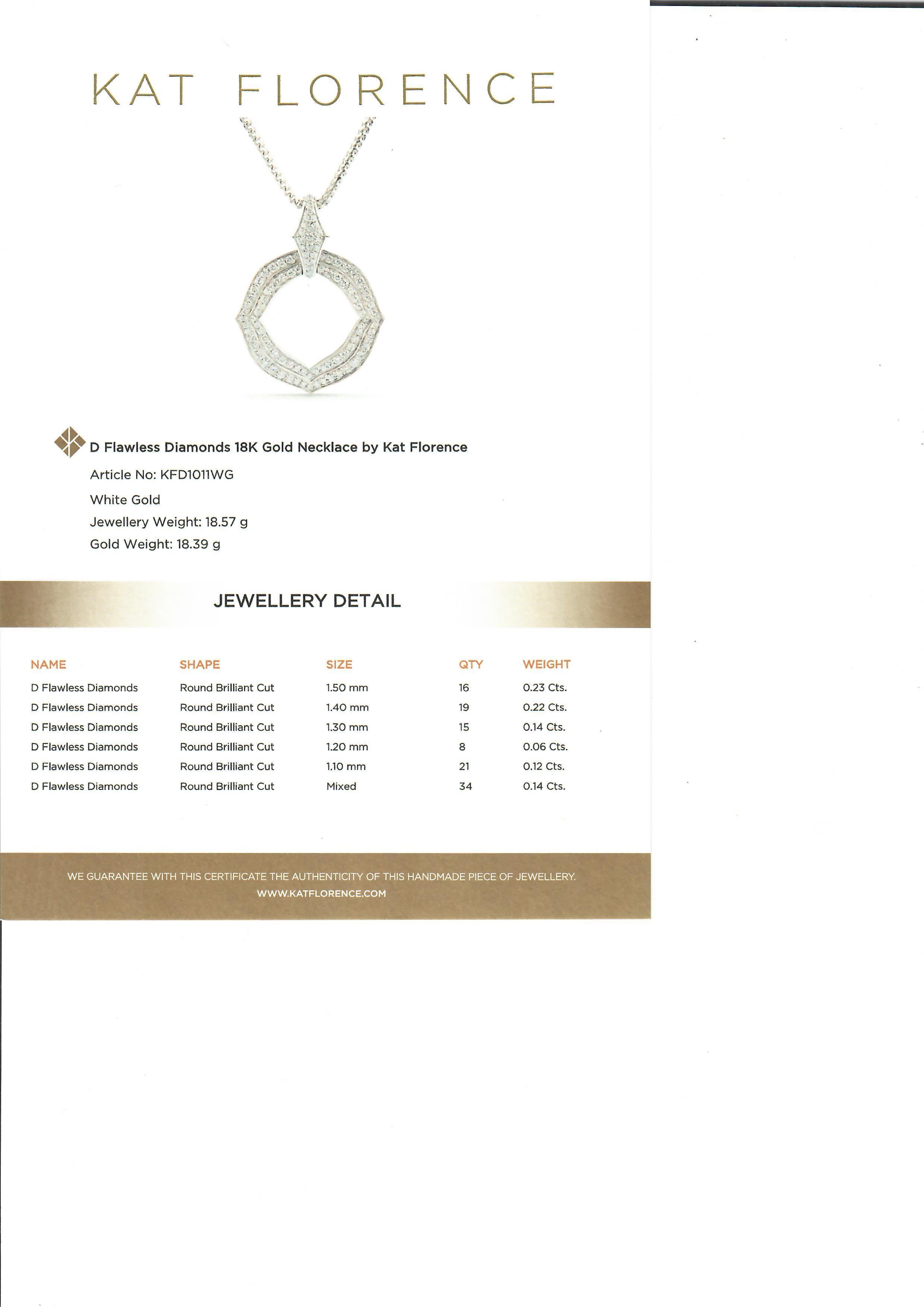 Kat Florence Collana con ciondolo aperto in oro 18k D FL 0.91ctw con scatola in vendita 5