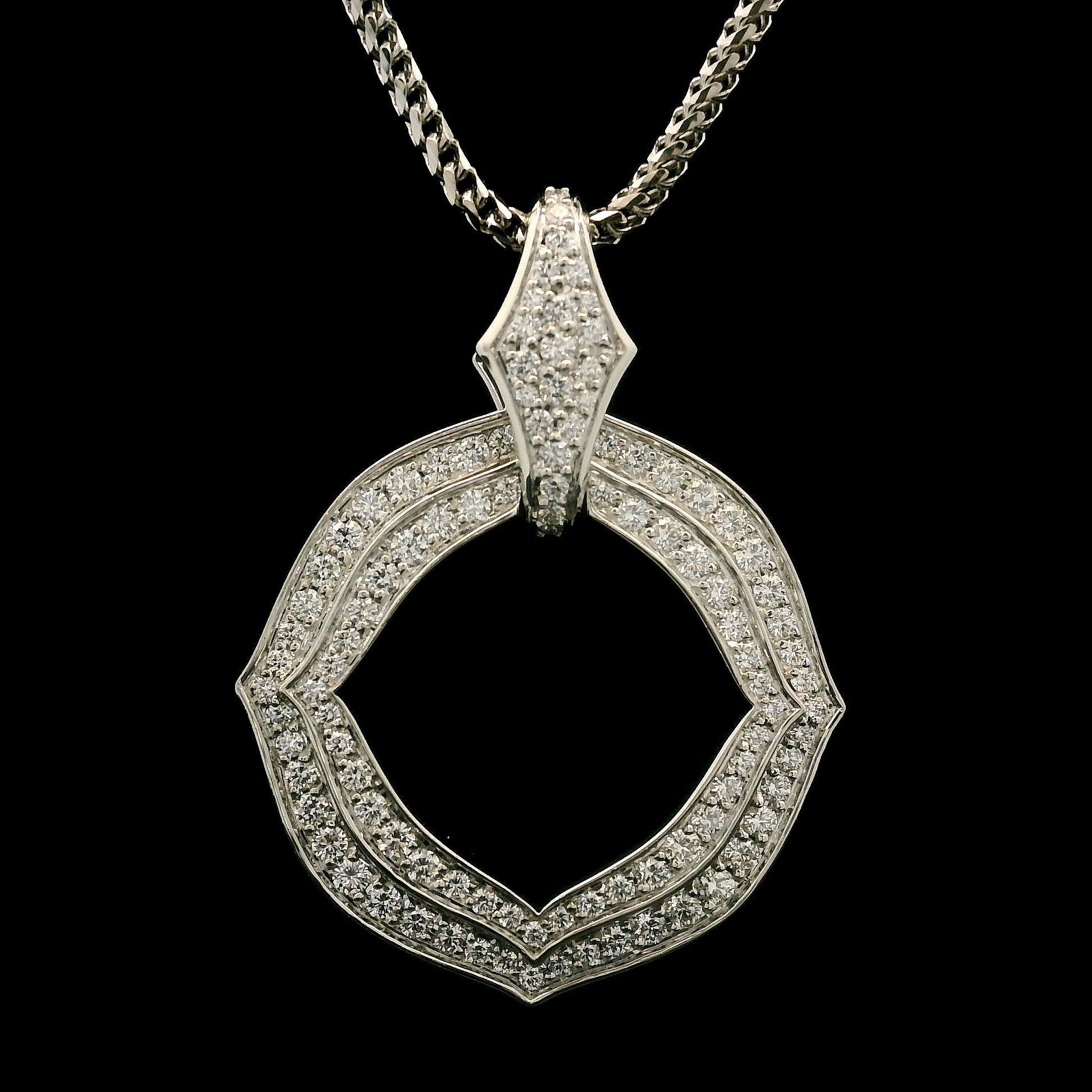 --Pietre: --
113 Diamante genuino naturale - Taglio brillante rotondo - Incastonato - Colore D - Purezza FL - 0,91ctw esatto
Peso totale in carati: 0,91 esatti

Materiale: Oro bianco massiccio 18k 
Peso: 18,39 grammi
Tipo di catena: A Link
Lunghezza