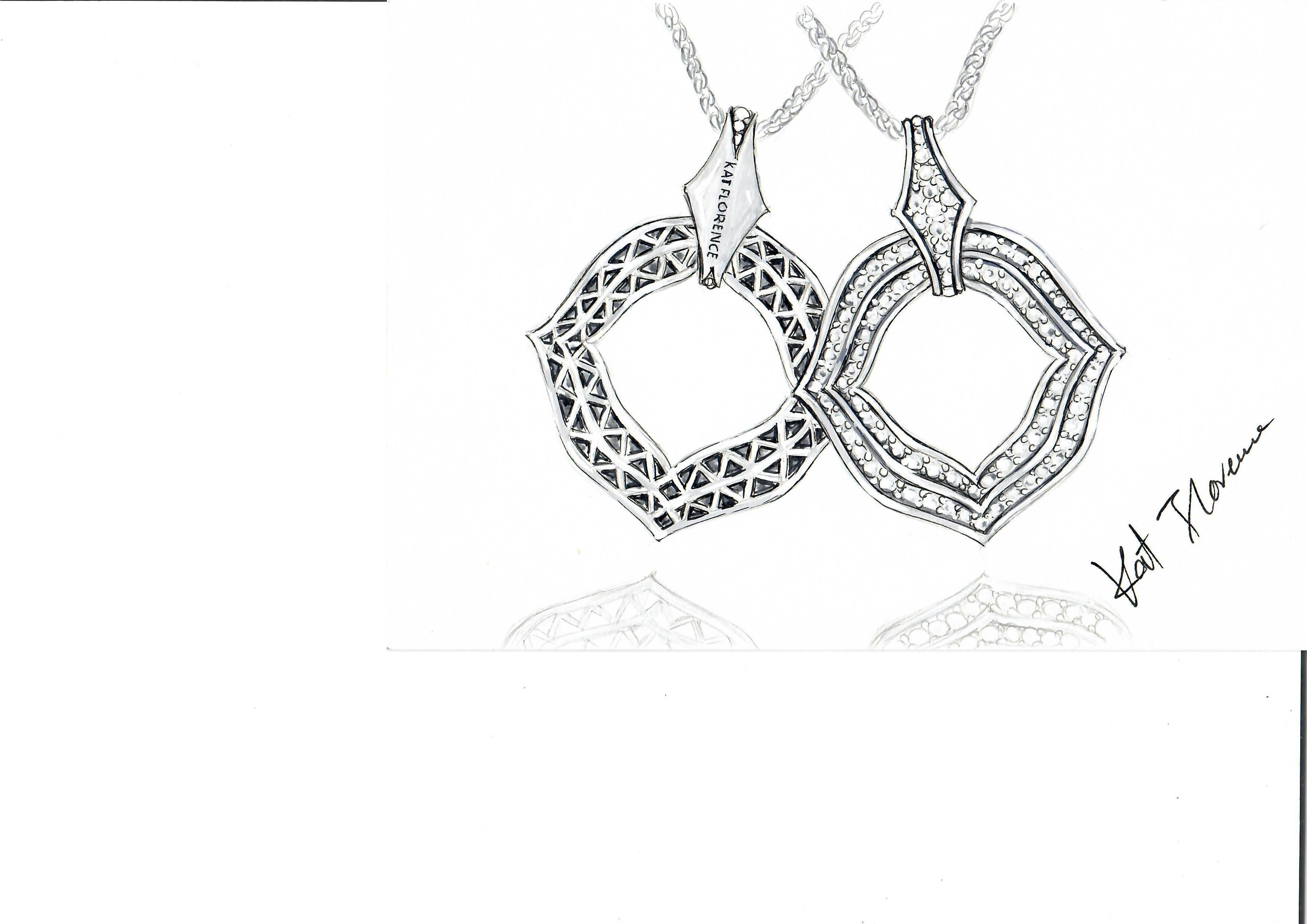 Kat Florence Collana con ciondolo aperto in oro 18k D FL 0.91ctw con scatola in vendita 3