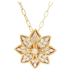 Kat Florence 18k Gold D FL 1.21ctw Diamond Snowflake Pendant Necklace Long Chain