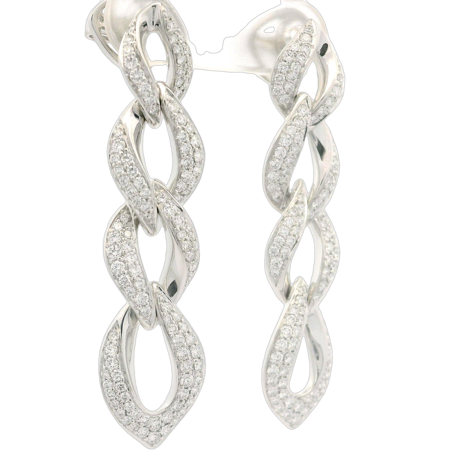 Kat Florence Pendants d'oreilles à maillons couverts de diamants D FL 1,26 ctw, en or 18 carats avec boîte en vente 5