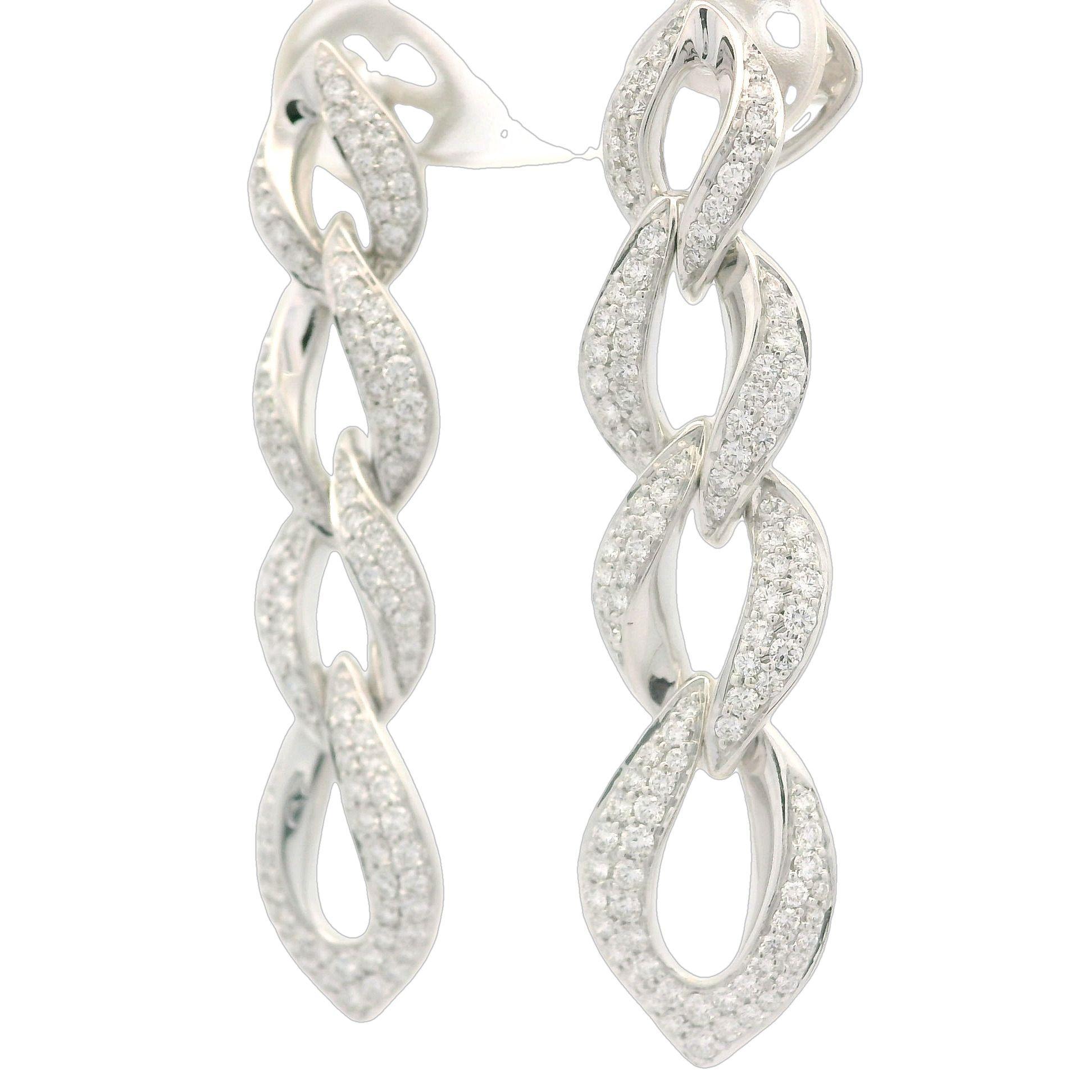 Kat Florence Pendants d'oreilles à maillons couverts de diamants D FL 1,26 ctw, en or 18 carats avec boîte en vente 6