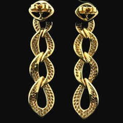 Kat Florence 18k Gold D FL 1.26ctw Diamond Covered Link Dangle Earrings w/ Box